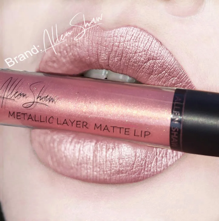 Мягкий металлический матовый блеск для губ стойкий оттенок блестящая