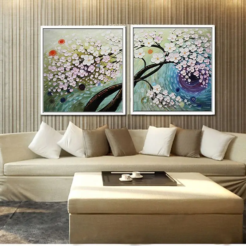 Недорогой большой холст искусство розовый цветок 2 панели абстрактная картина