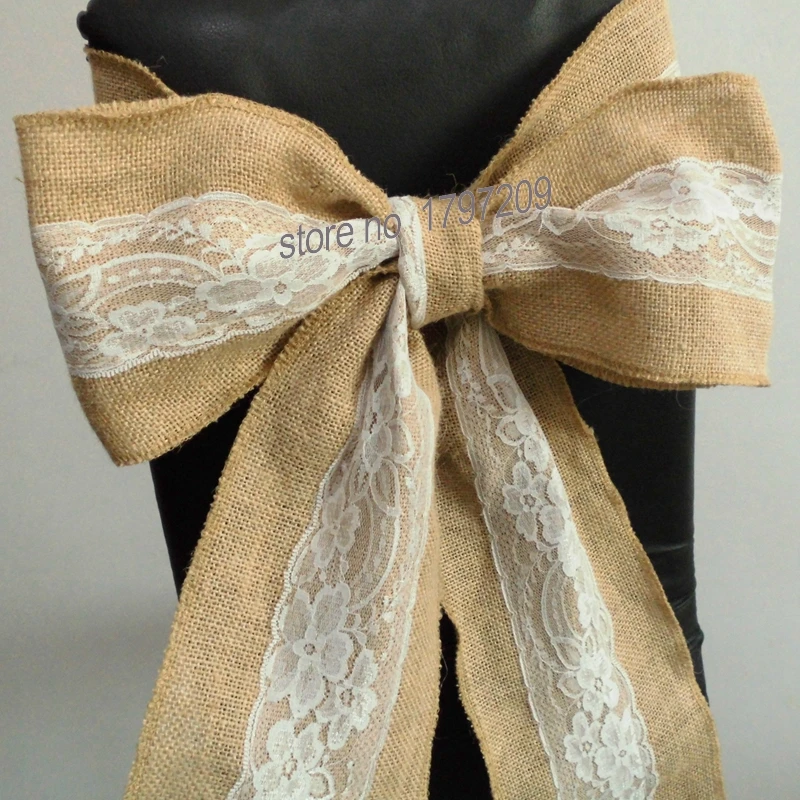 1 шт. Гессе джут холщевый стул пояса с галстуком для деревенской свадебной Baby Shower