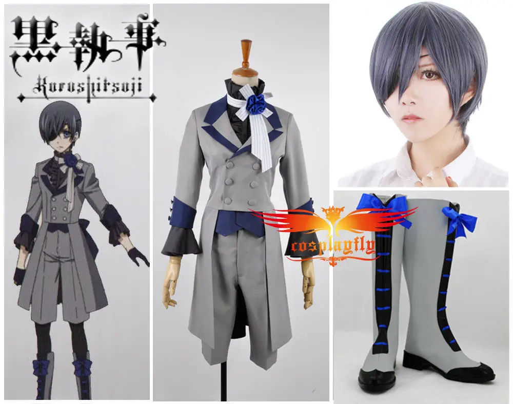 Черный Дворецкий 3 Ciel Phantomhive Косплей Костюм на заказ серый костюм куртка шорты