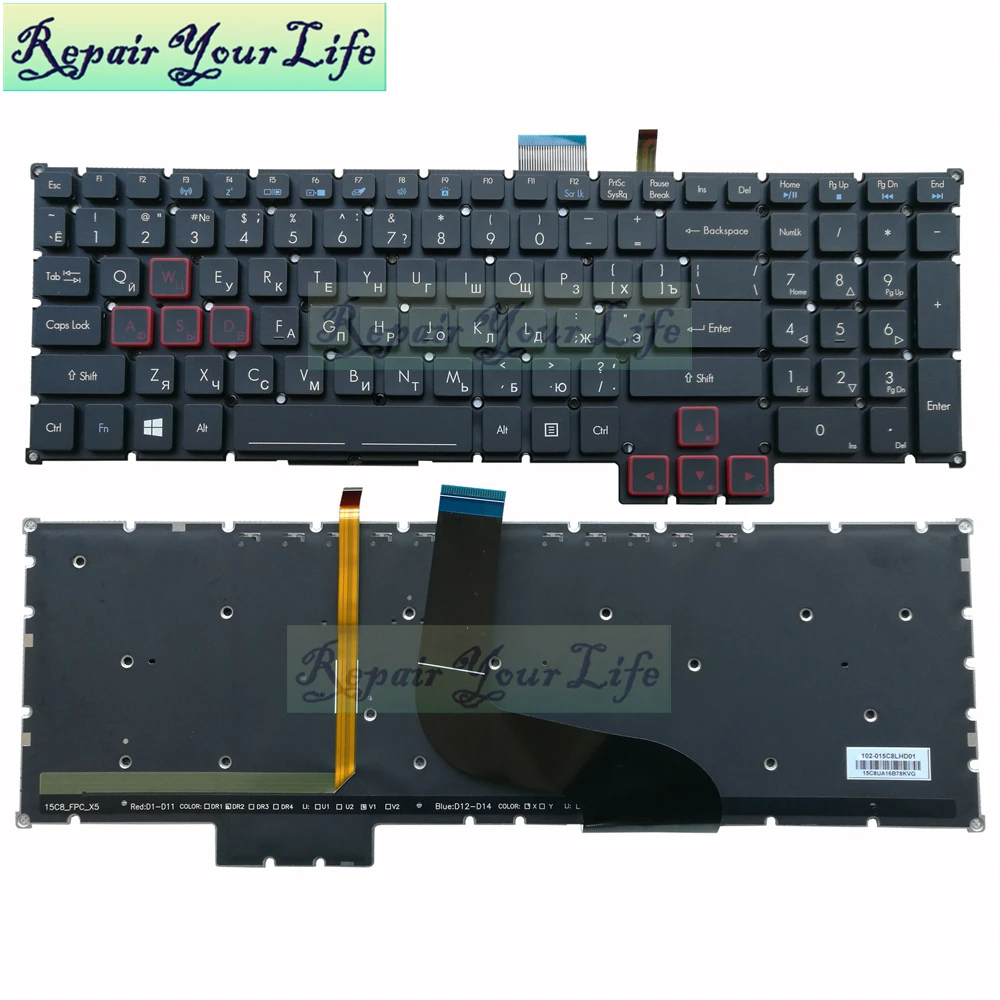 Клавиатура для ноутбука ACER Predator 17 15 G9-591/591R G9-592/593 G9-791/792 стандарт США с оригинальной подсветкой