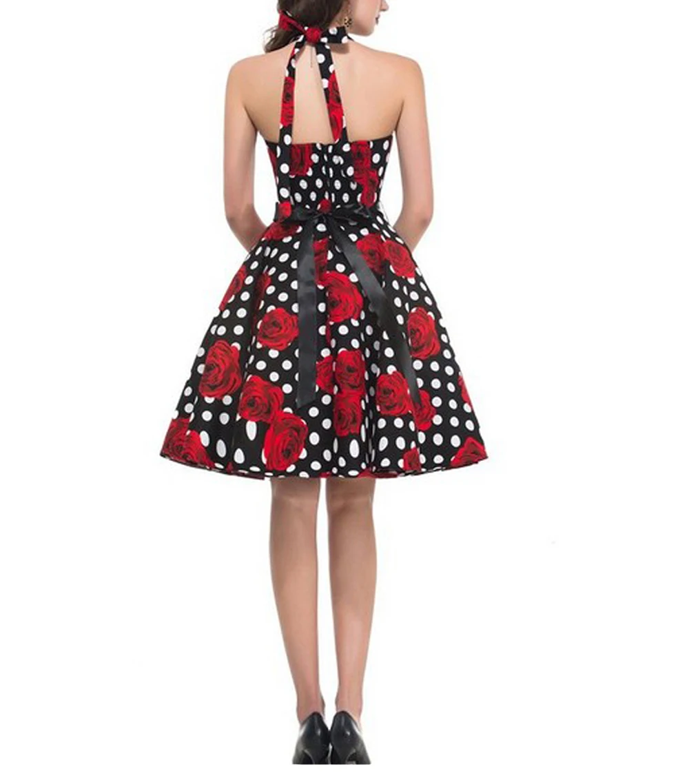 

New Summer Woman Dress Vintage 2018 Floral Print Dress Sleeveless Ruffles Straps Dress Women Backless Halter Dresses Clothes