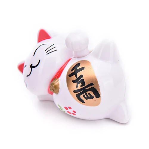 4 дюйма 1/3 дюйма Белый ABS на солнечных батареях Maneki Neko радушный счастливый манящий удача кошка домашний отель Ресторан Декор Ремесло