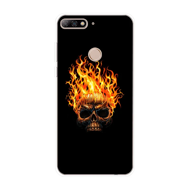 Чехол для телефона Huawei Y3 Y5 Y6 2017 Y7 Prime Y9 2018 2019 силиконовый чехол с рисунком пламени II