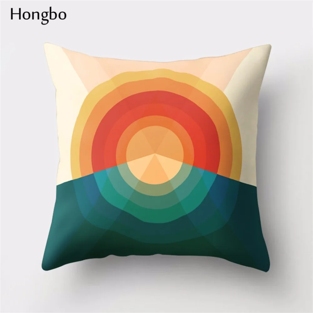 Hongbo 1 шт., креативный чехол для подушки с рисунком солнца, птиц, гор, чехол для подушки, наволочка для кровати, чехол для подушки для автомобиля, дивана, домашний декор