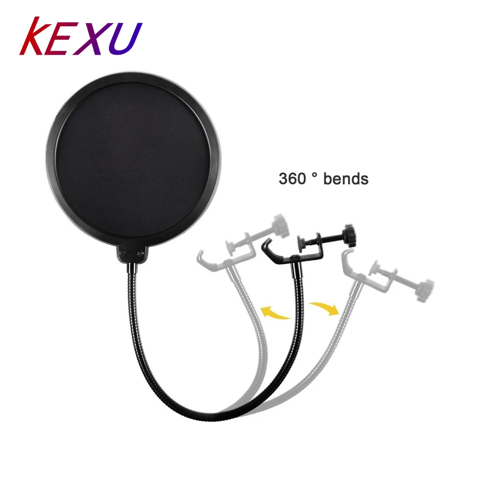 Kexu Микрофон Ветер экран Поп фильтр Маска щит гибкий профессиональный