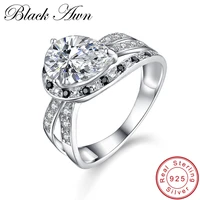 black awn 925 sterling silver jewelry trendy wedding rings for women engagement ring femme bijoux bague size 6 7 8 c276