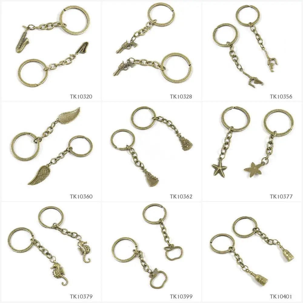 Metal Antique Bronze Keychain Keyring Keytag Key Chain Ring Saxophone Revolver Gun Dancing Gymnastics Angel Wing Christmas Xmas | Украшения