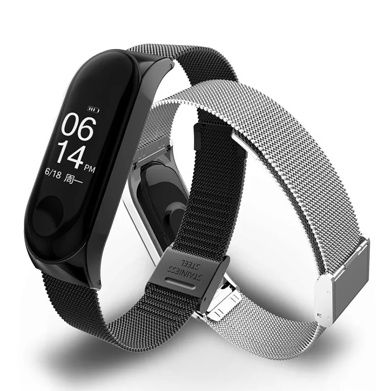 Металлический ремешок для Xiaomi mi band 3 4 сменный металлический браслет из