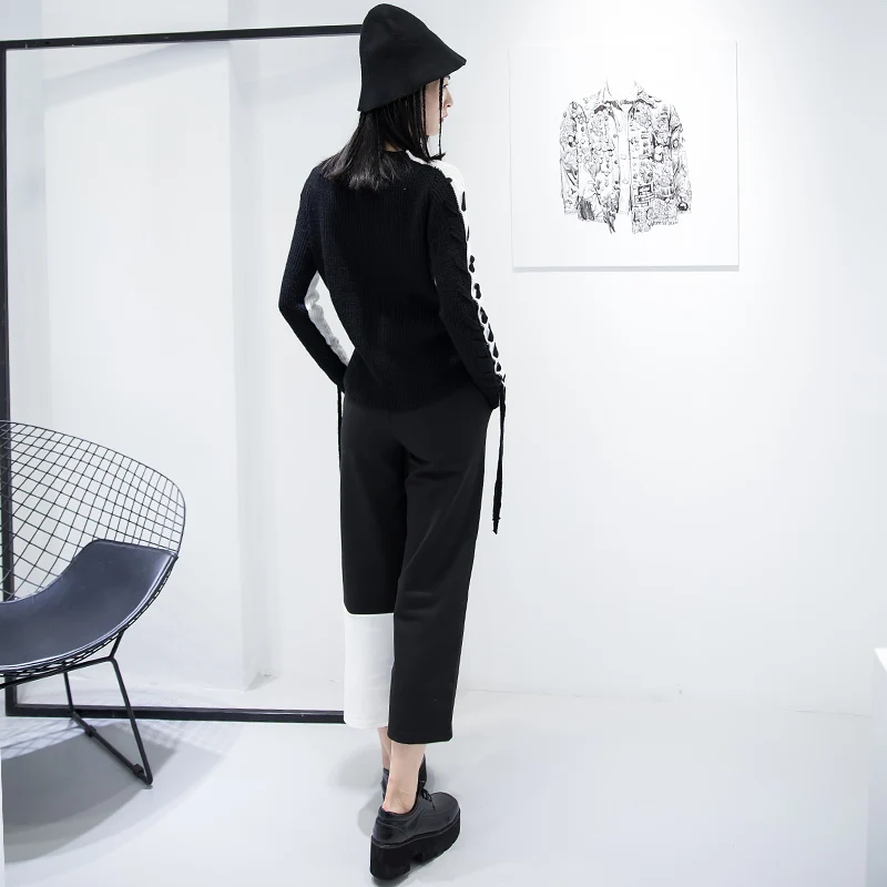 Брюки женские Асимметричные с высокой талией в стиле ретро|black trousers|casual pants womenpants