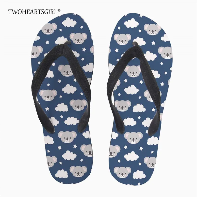 

Twoheartsgirl Women's shoes Cute Koala Bear Summer New Beach Sandals and Slippers Flat Slippers Flip-flops Light Beach Slippers