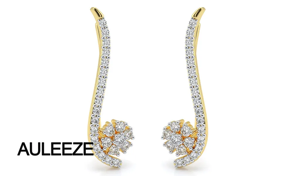 Алмазные обручальные клипсы, Твердые 14 K 585 из золота двух цветов цветок серии серьги натуральный настоящий алмаз цветочные свадебные серьги
