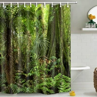tropical plants rainforest shower curtain natural landscape green forest trees bathroom curtains waterproof fabric bath screens