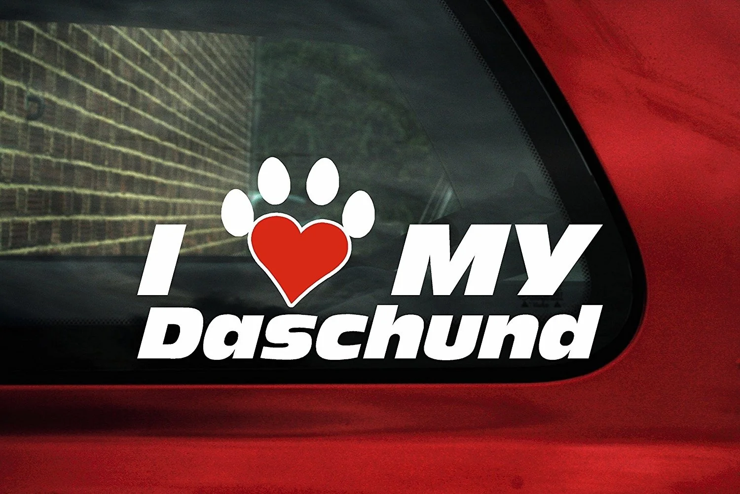 I Love my Daschund dog paw shaped heart vinyl sticker 15cm | Игрушки и хобби
