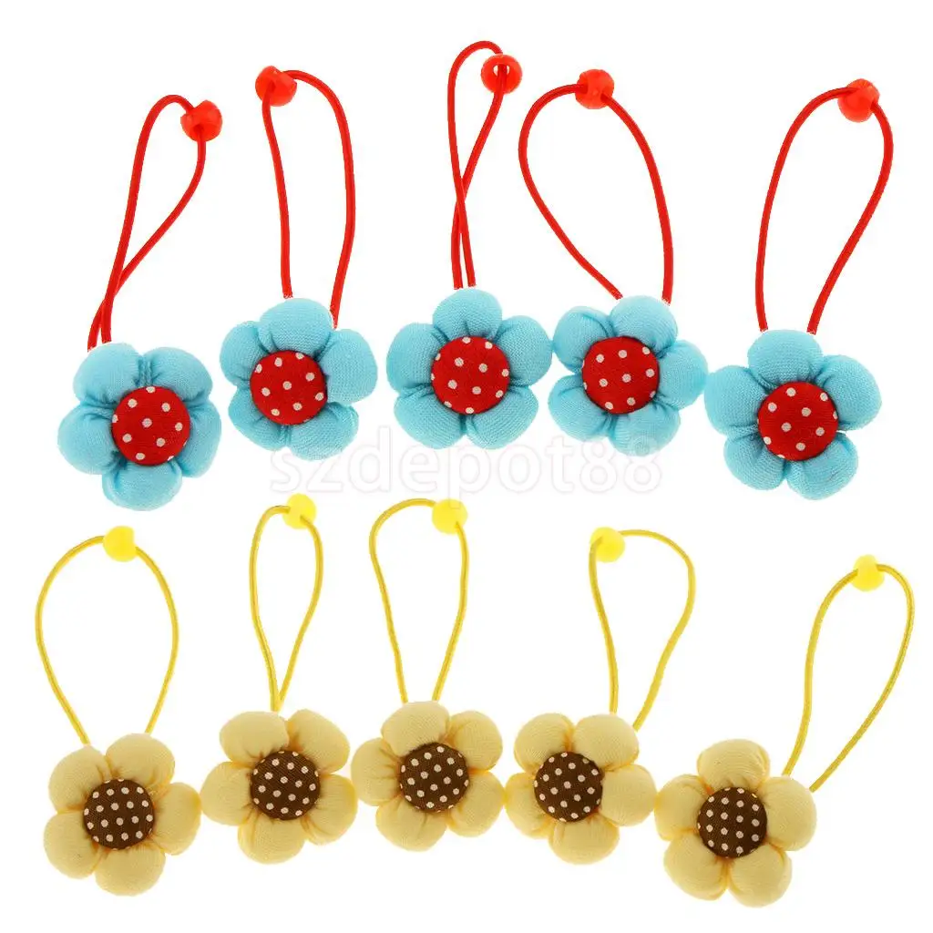 

5Pcs Girl Children Headdress Hair Elastic Rope Ponytail Holder Hair Bands Ties Hair Accessories Blue/Yellow