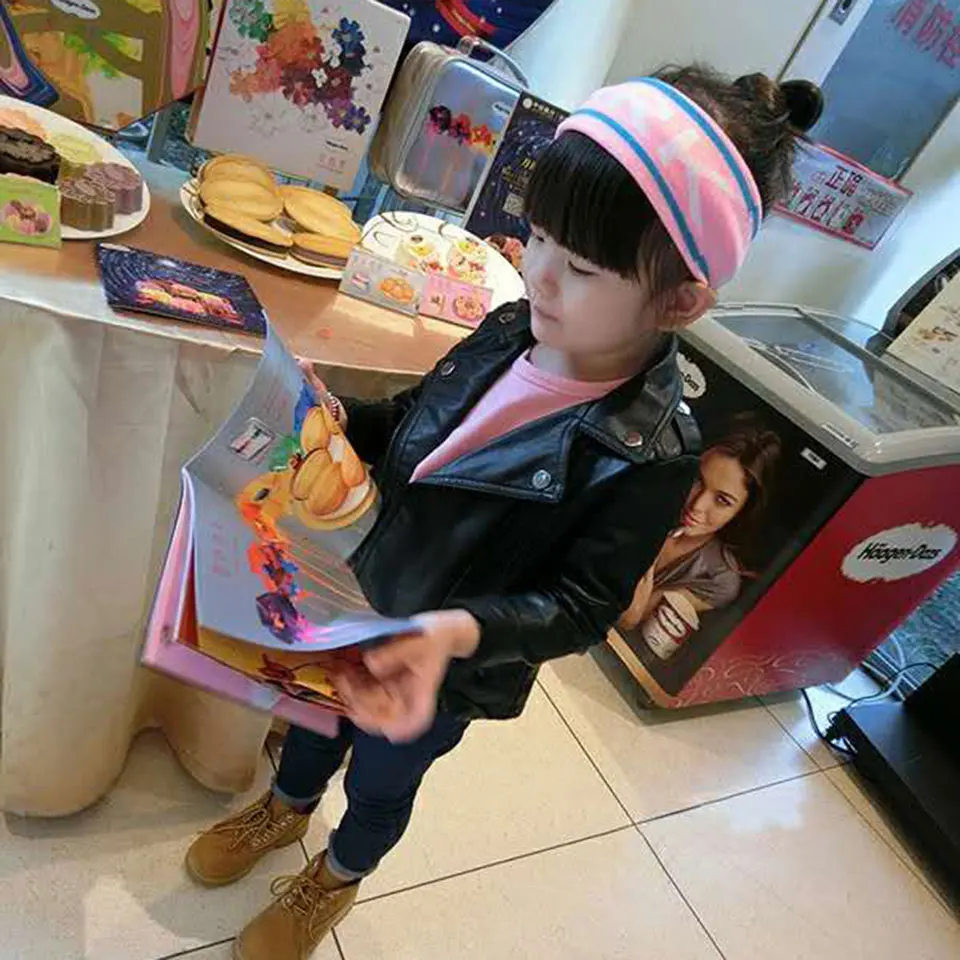 Новинка весна-осень 2018 куртка из искусственной кожи для маленьких девочек 3-13 лет