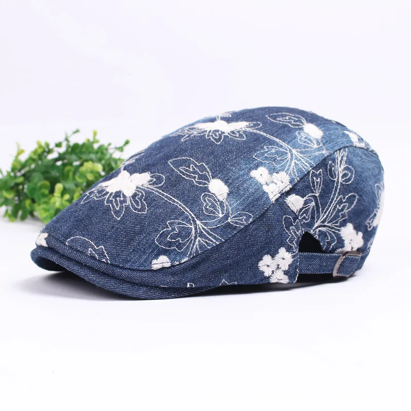 

2019 New Spring Summer Women Newsboy Caps Retro Ethnic Style Floral Embroidery Ivy Berets Cap Hats