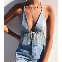 fashion women summer casual sexy backless tank tops sexy mesh ladies sleeveless crop vest beach holiday casual blouse