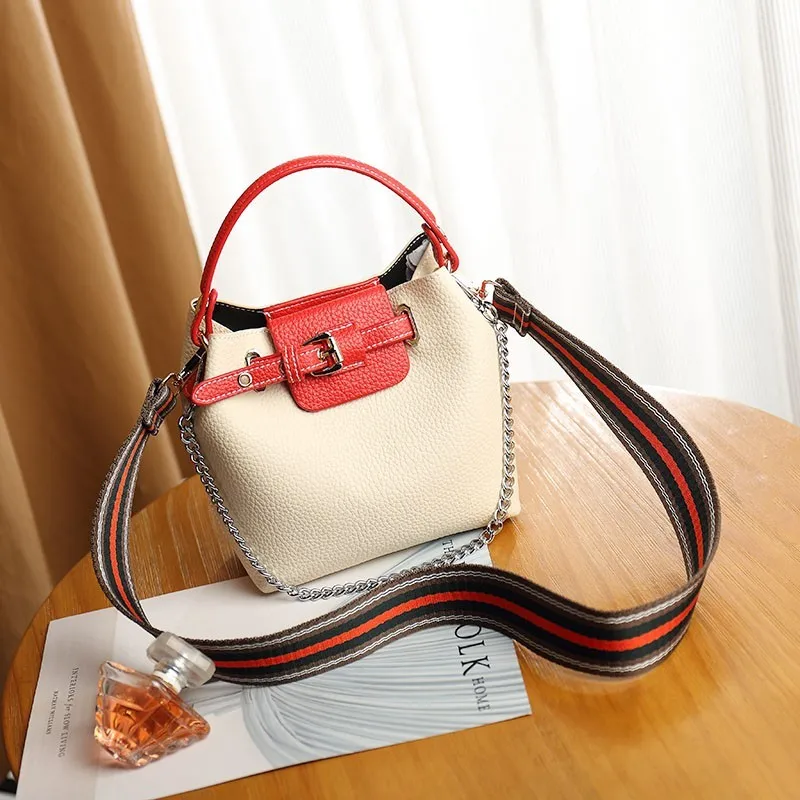White Handbag LIKETHIS, модная женская сумка через плечо из двух частей, широкий плечевой ремень, сумка на плечо из искусственной кожи, маленькие повседневные сумки-мессенджеры - Цвет: White Handbag