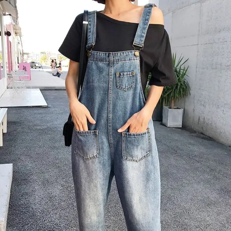 blue jeans Женская одежда, джинсовые комбинезоны из потертой ткани, летние/осенние комбинезоны, женские комбинезоны, джинсы на подтяжках, женские комбинезоны, джинсовые комбинезоны - Цвет: blue jeans