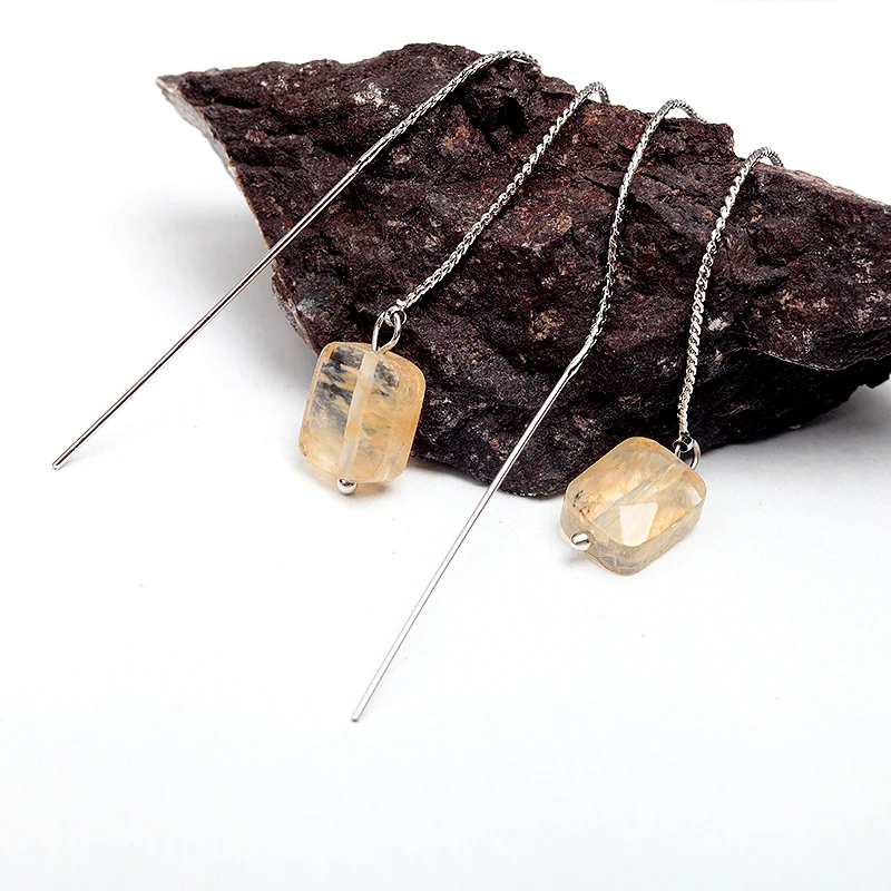 Дикий и свободный женский желтый натуральный камень висячие серьги в ретро стиле