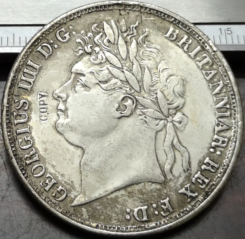 1822 Великобритания 1 Корона Джордж IV сделано в 92.5% чистого серебра|Безвалютные