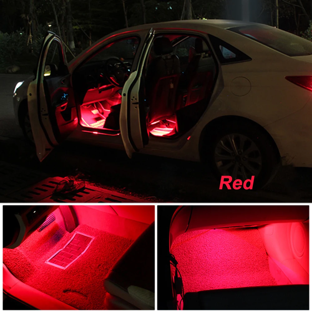 Автомобильная полоса RGB LED Atmosphere DRL Strip Light с пультом дистанционного управления/музыкой/голосом для украшения внутреннего пола автомобиля и подсветки сигаретника.