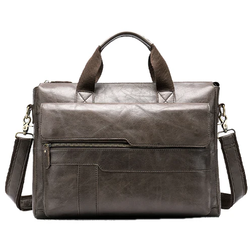 8615I2Gray Мужской портфель из натуральной кожи, мужская сумка, сумка для компьютера, кожаные портфели, мужские Офисные Сумки для мужчин, портфель, деловая сумка 8615 - Цвет: 8615I2Gray