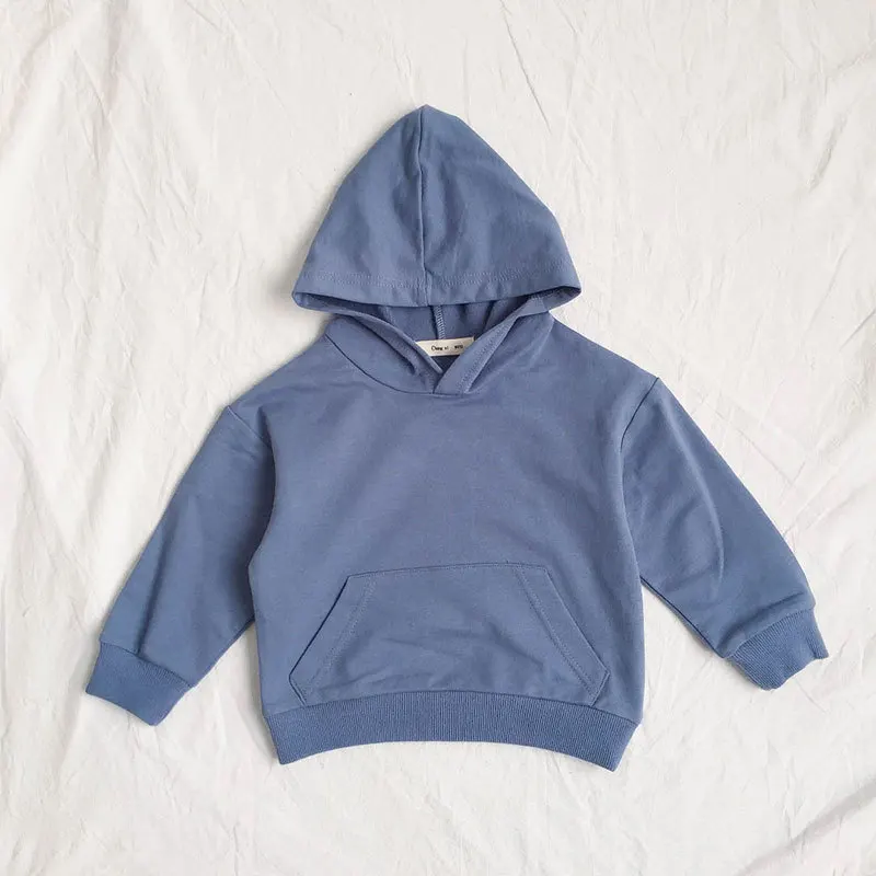 light blue Осенняя детская толстовка серого и синего цвета для мальчиков и девочек; детский однотонный пуловер в стиле Харадзюку; хлопковая флисовая верхняя одежда больших размеров для девочек - Цвет: light blue