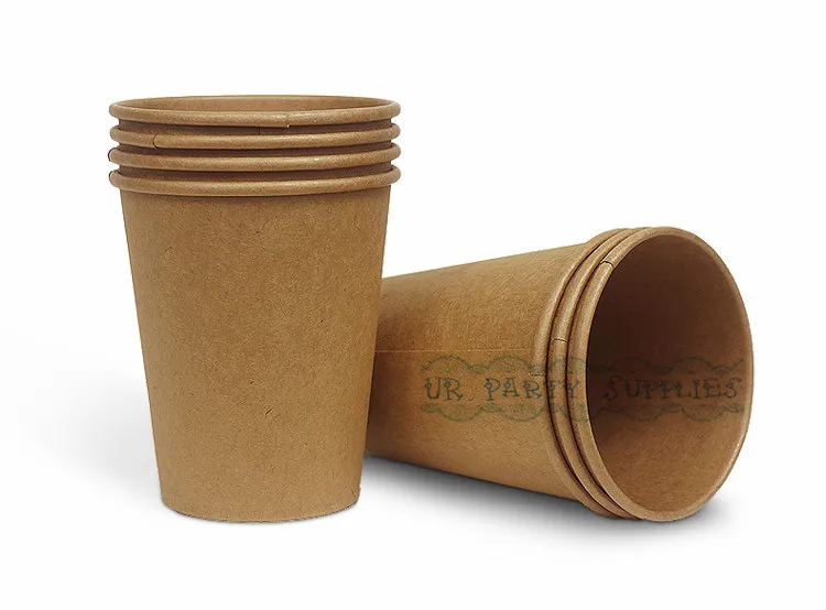 Бесплатная доставка 50 шт. коричневые стаканчики из крафт-бумаги 280 мл одноразовые
