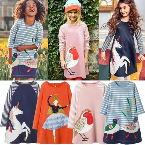 NEWEST Baby Girl Dress with Animals Princess Long Sleeve Dresses Children Autumn Clothing for Kids robe fillette | Детская одежда и