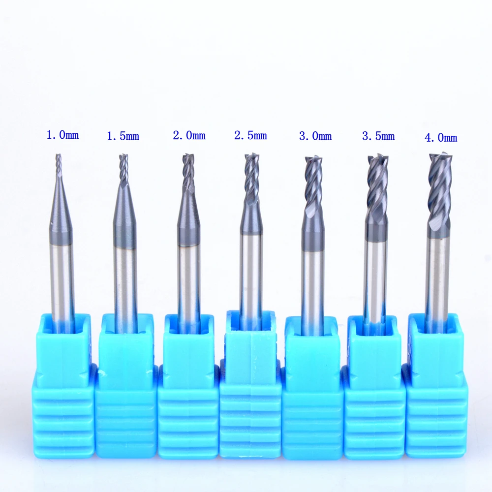 

5Pcs HRC45 1mm-4mm Four Flutes Micro Solid Carbide Face End Mill CNC Milling Cutter Bits For Steel Milling