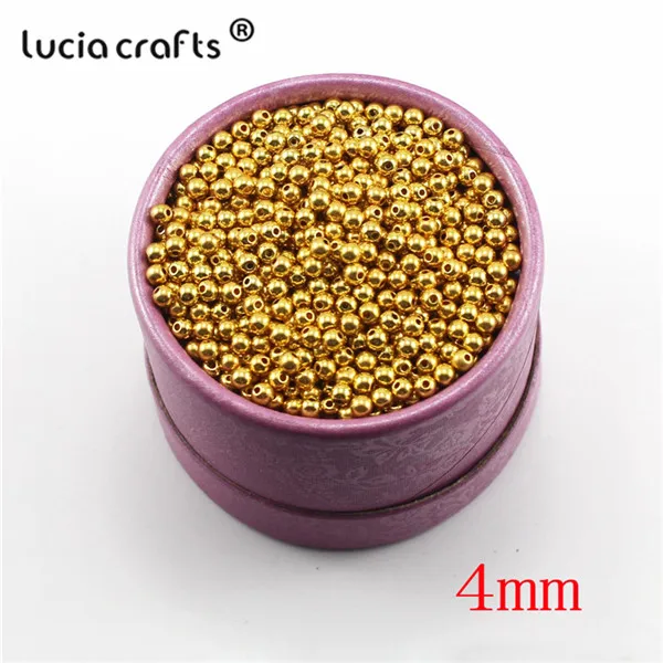 Lucia crafts 3/4/5/6/8mm многослойный посылка золотистого и серебристого цветов; Цвет покрытием легированные свободные бусины сделай сам ручной работы аксессуары материалы E0812 - Цвет: 4mm Gold 500pcs
