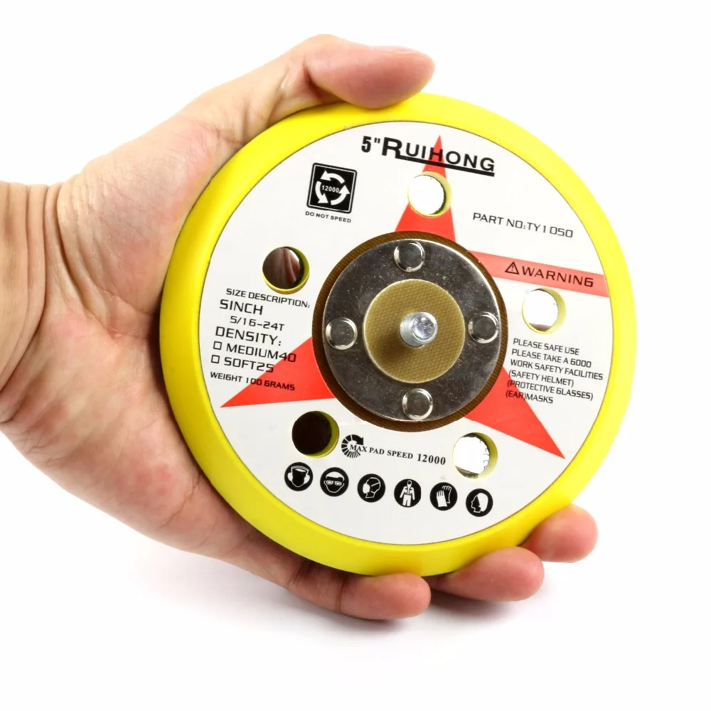 

5 inches 5-Holes Flocking Sandpaper Sucker M8 Thread Self-adhesion Sanding Disc Backing Pad Power Sander Parts & Accessories