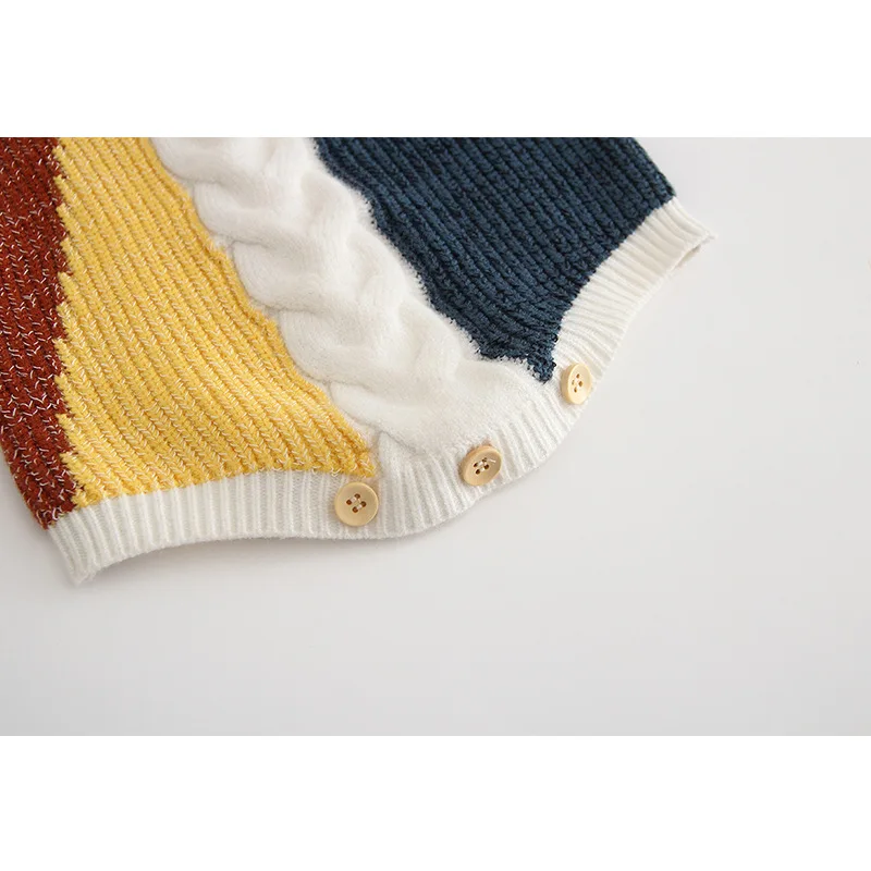 Вязаный детский комбинезон с длинными рукавами хлопковая одежда для