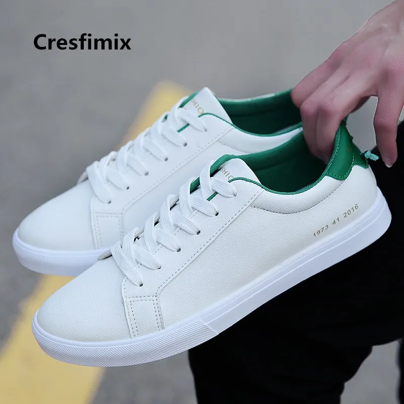 Мужские модные удобные туфли Cresfimix белые из искусственной кожи высокого качества