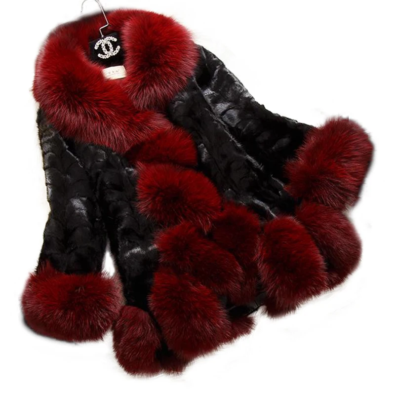 Jade гордость 2017 элегантные реального норки лиса меховой воротник Для женщин