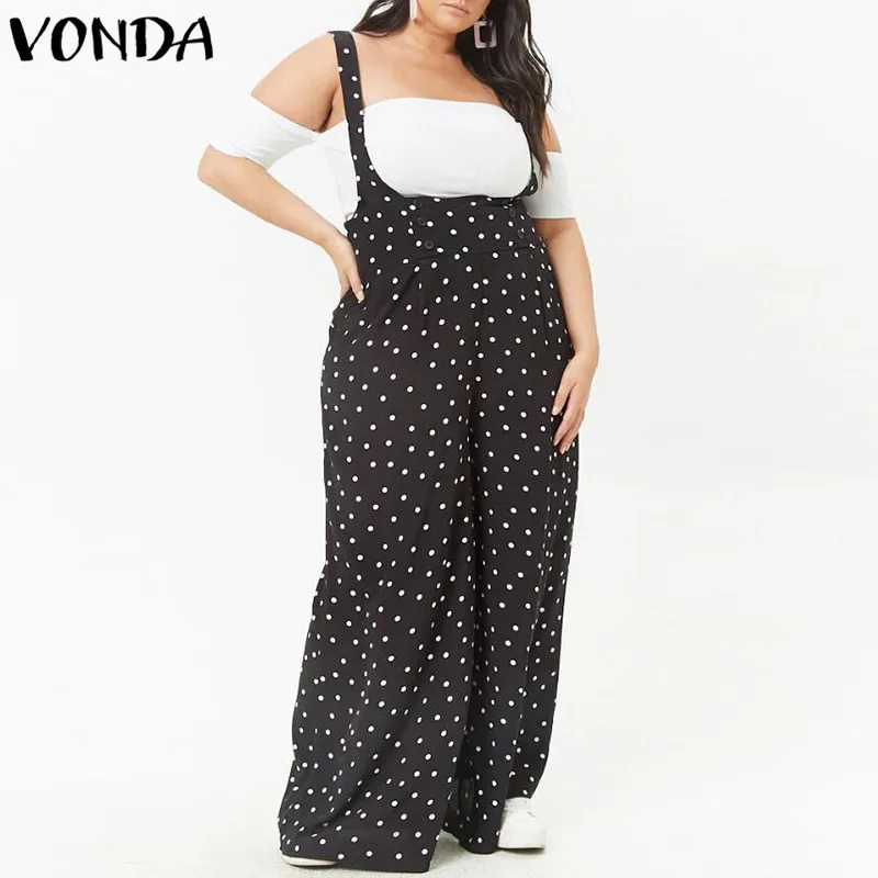 VONDA, женские комбинезоны для беременных,, летние повседневные свободные штаны, брюки, комбинезоны в горошек, Комбинезоны для беременных