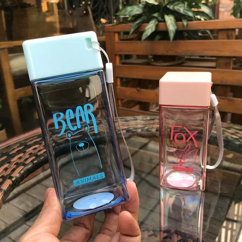 350 мл бутылка для воды заварки фруктов BPA бесплатно пластиковая квадратная