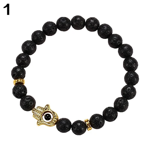 Новинки Для женщин Винтаж evil eye рука Фатимы Каббала лавы Бусины браслет ювелирных