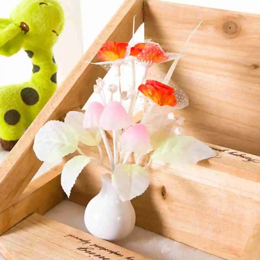 10 шт. Световой Сенсор Красочный Гриб Сиреневый Цветок СВЕТОДИОДНЫЕ Ночные Огни