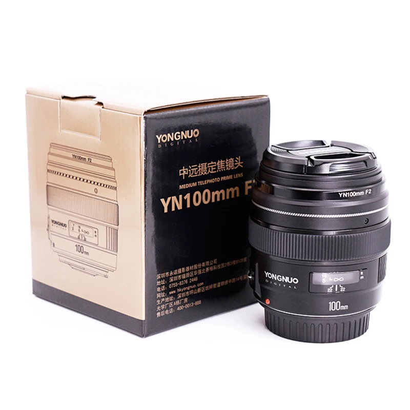 Yongnuo 100mm F2 Camera Lens For Canon EOS Cameras YN100mm F2N Nikon D7200 D7100 Medium Telephoto Prime AF MF Lenses | Электроника