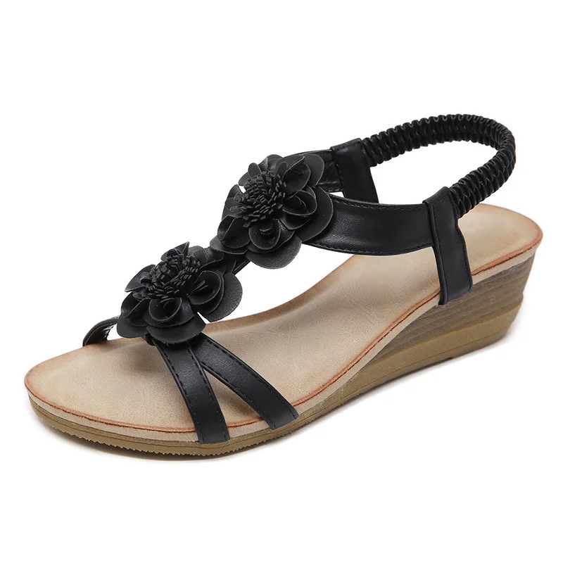 

BEYARNE 2019 Summer Women Shoes Flowers Sweet Ladies Sandals Women Wedge Sandals Woman Bohemia SandalsE615