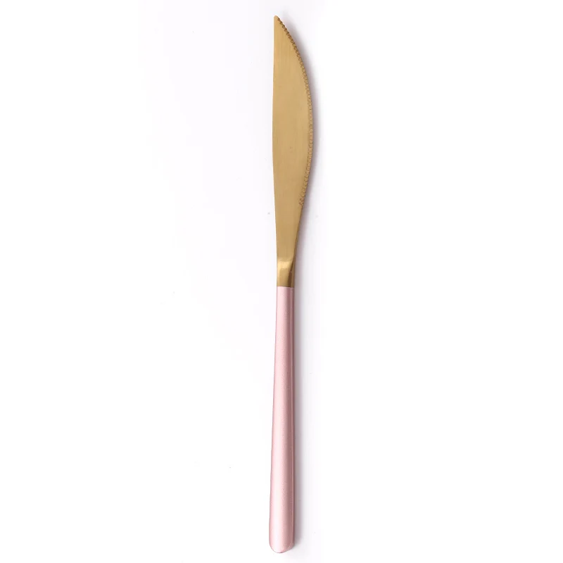pink knife gold Столовая посуда набор столовый набор в дорогу для путешествий походный набор посуды многоразовые посуда набор ложка Вилка палочки дозирующая детская ложка для соломы и Портативный чехол - Цвет: pink knife gold