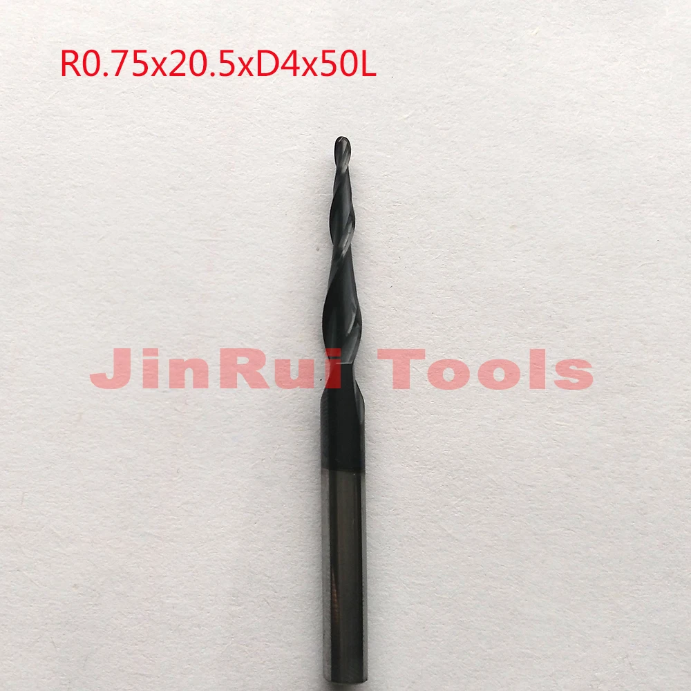 1 шт. R0.75 * D4 20 5 50L 2F HRC55 вольфрамовое твердосплавное покрытие конические