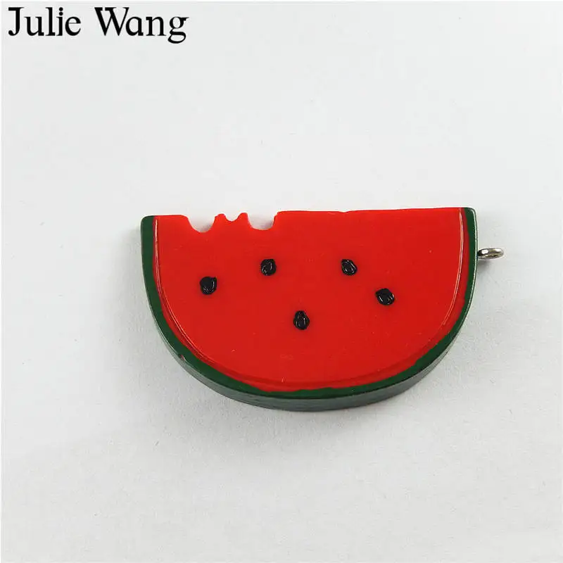 Julie Wang 5 шт. подвески из каучука арбуз фрукты ожерелье серьги фурнитура брелок