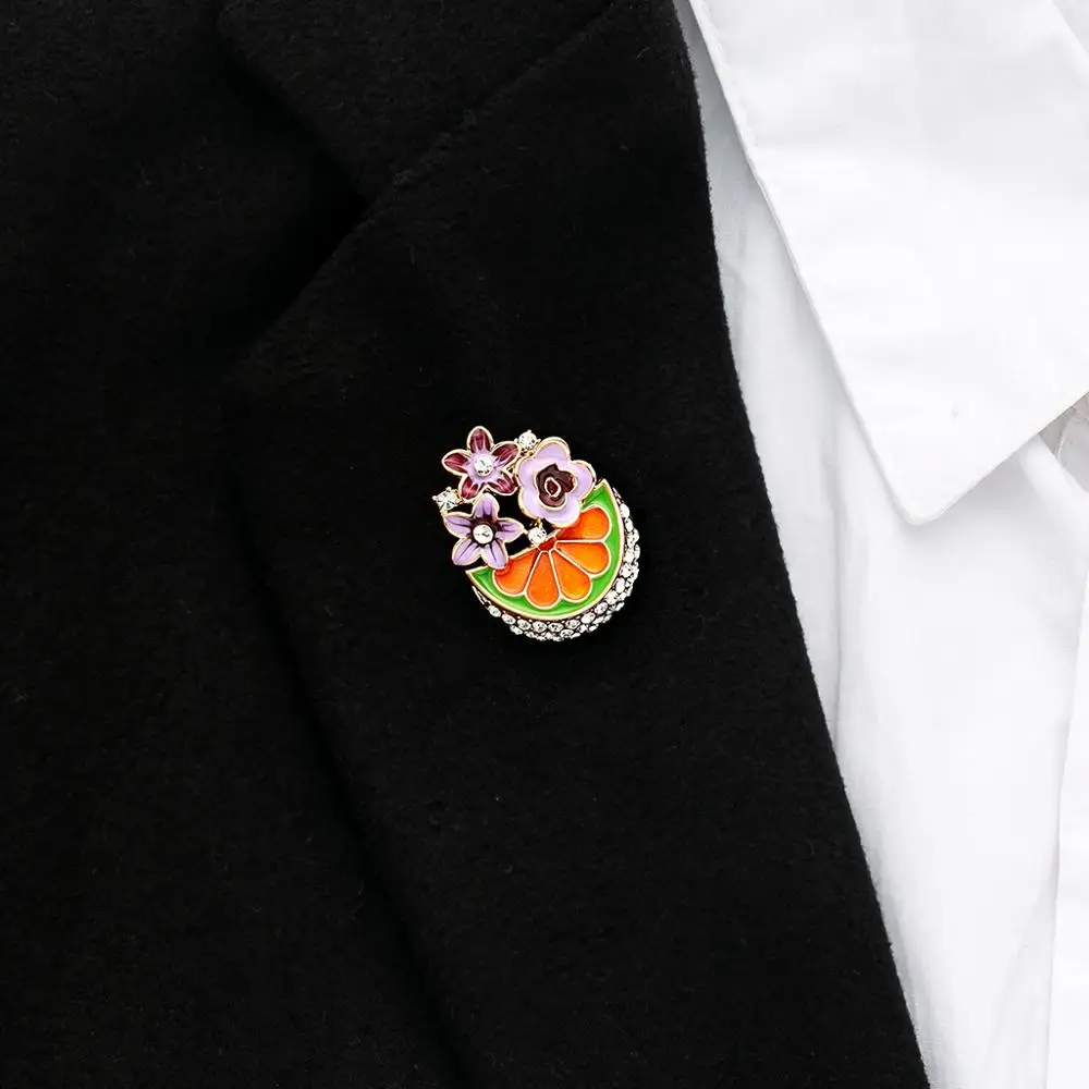 1 шт. милые цветные стразы Rinhoo брошь для женщин с изображением растений и фруктов