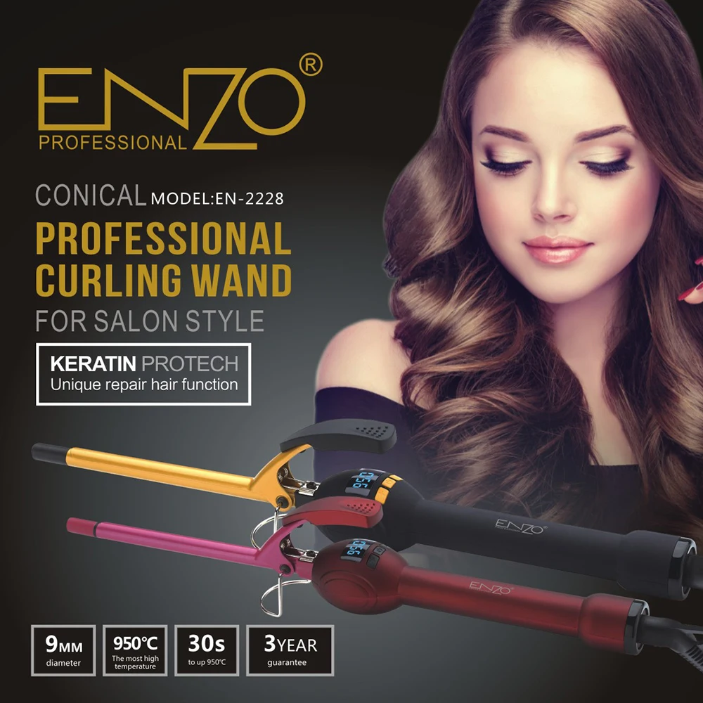 ENZO 9 мм щипцы для завивки волос с ЖК дисплеем профессиональные палочка салонные