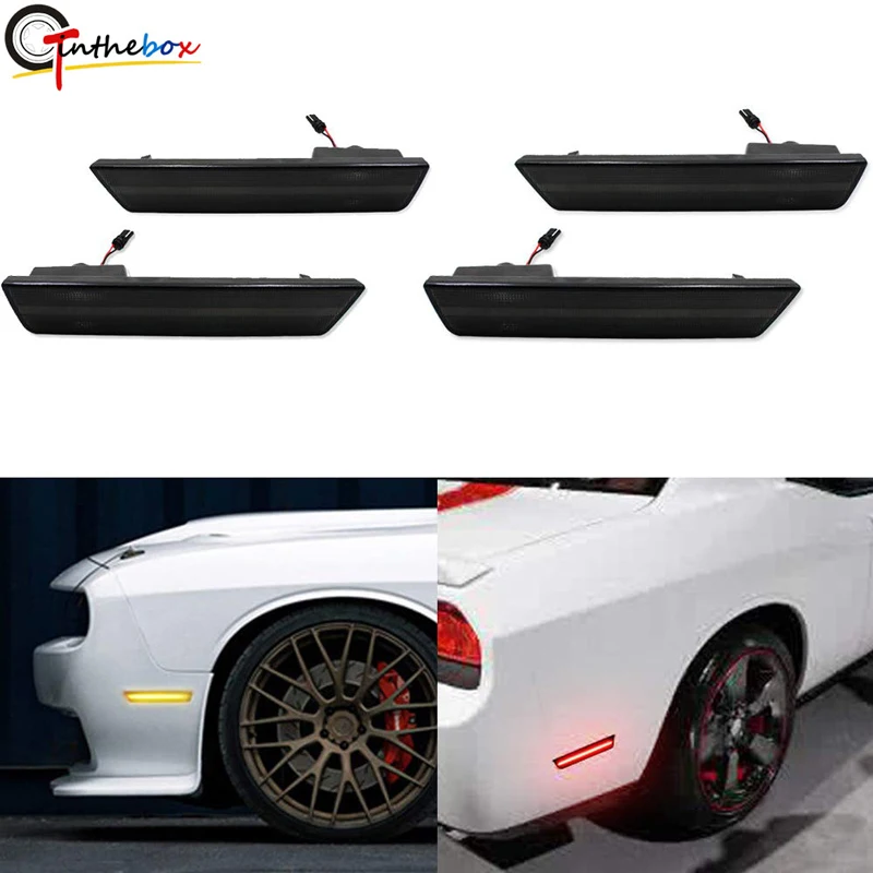 

Gtinthebox Smoked Lens Amber/Red Front Rear Full LED Side Marker Light for 2008-2014 Dodge Charger,Replace OEM Sidemarker Lamps
