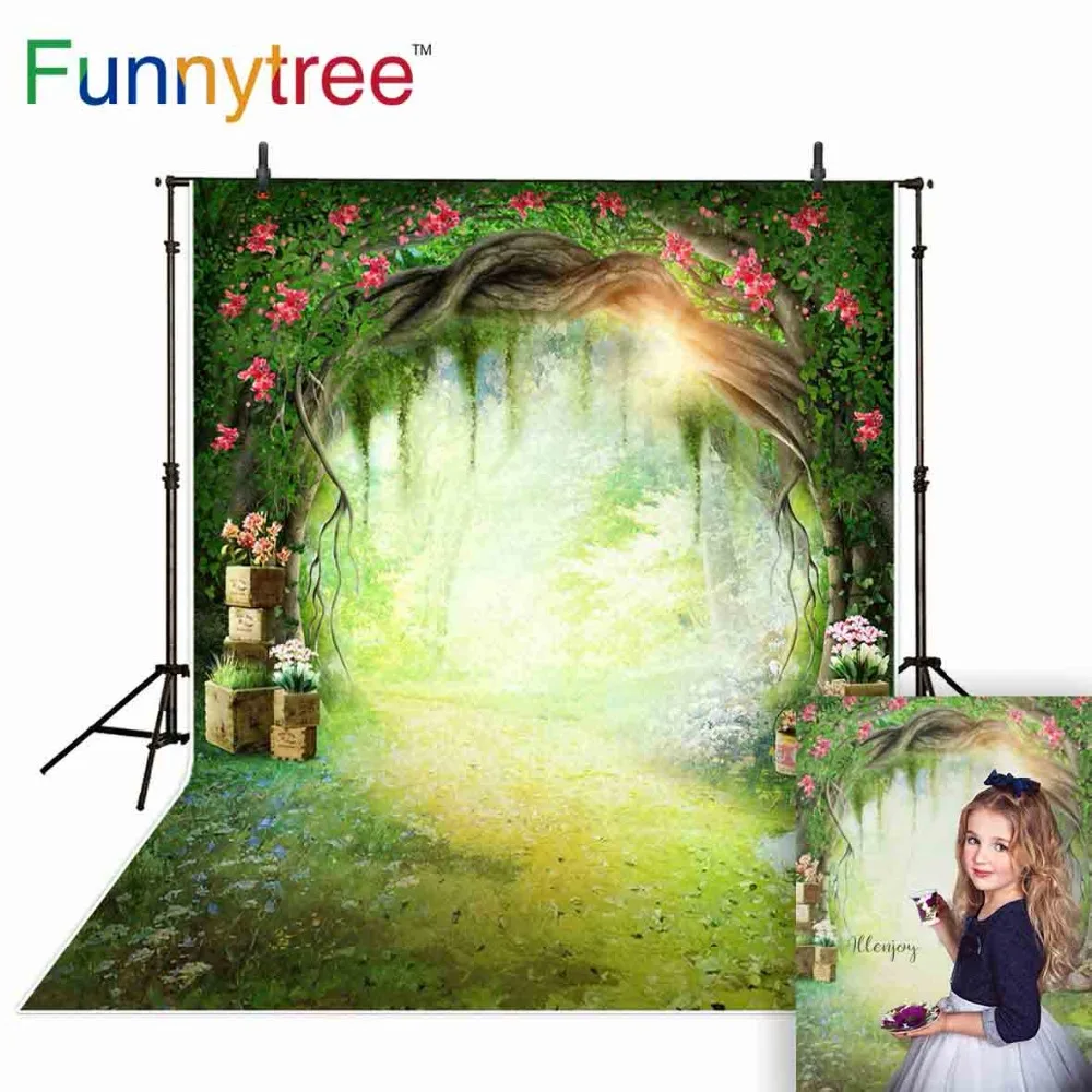 Фон для фотосъемки Funnytree с изображением весенней зоны леса сказочного цветка